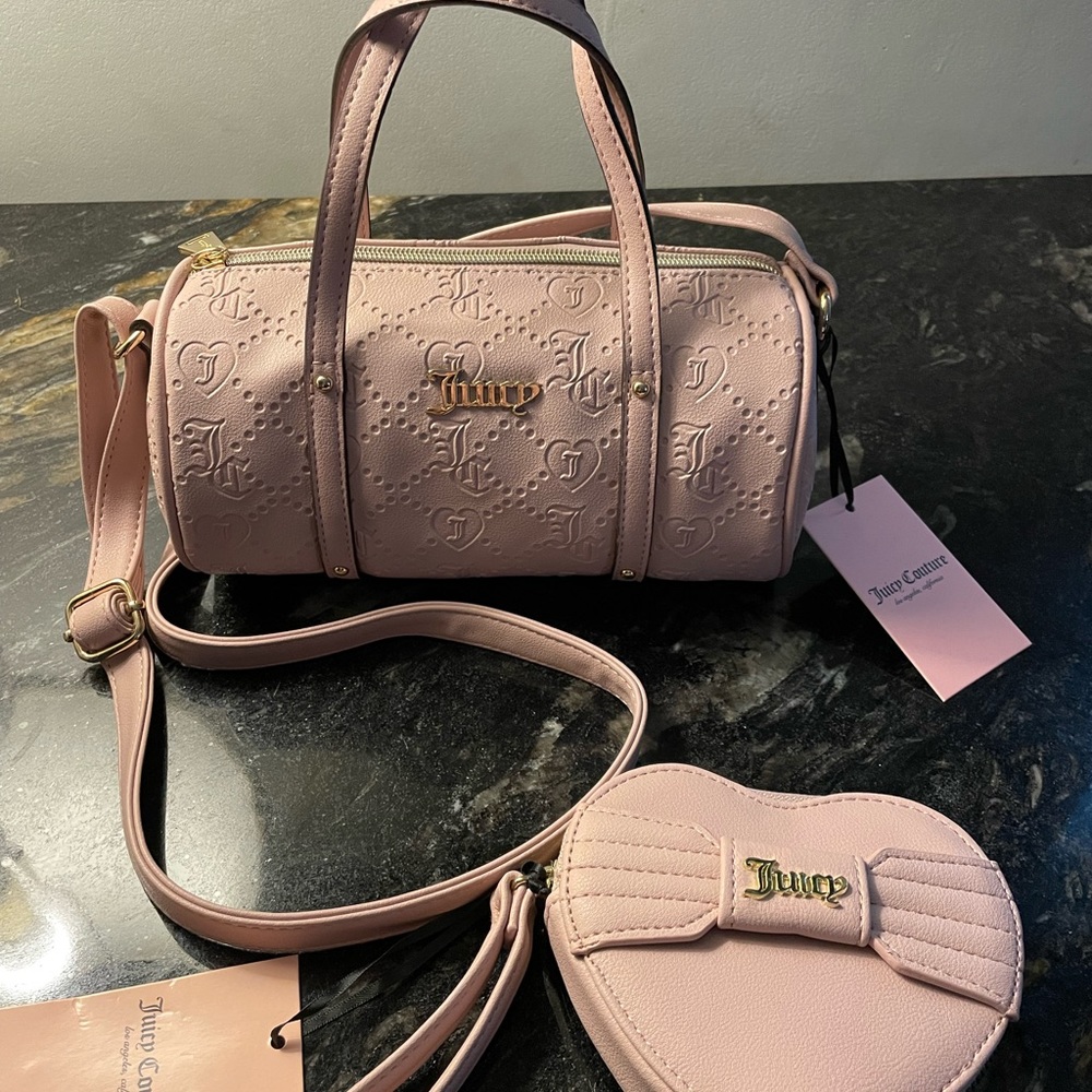 Juicy Couture Dusty Blush Pink Mini Barrel & Heart Wristlet